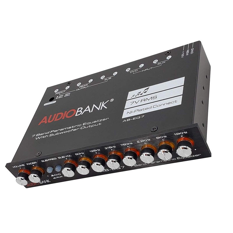 Audiobank EQ7 1/2 Din 7 Band Car Audio Equalizer EQ w/Front, Rear/Frequency Adjustable /3 RCA Input for Portable Devices + Subwoofer Output Built-in 43-120Hz, 60-200Hz - Image 4